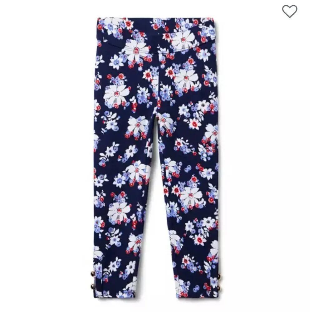Janie and Jack 100048151 Floral Button Cuff Ponte Pant NWT 6-12 m